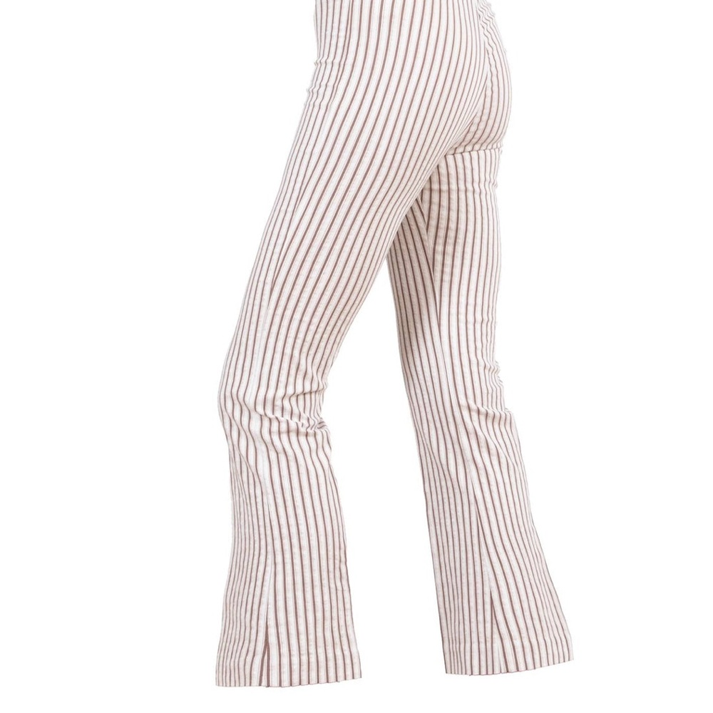 AVENUE MONTAIGNE LEO BISTRO COGNAC Striped Women's Cropped Pants 8